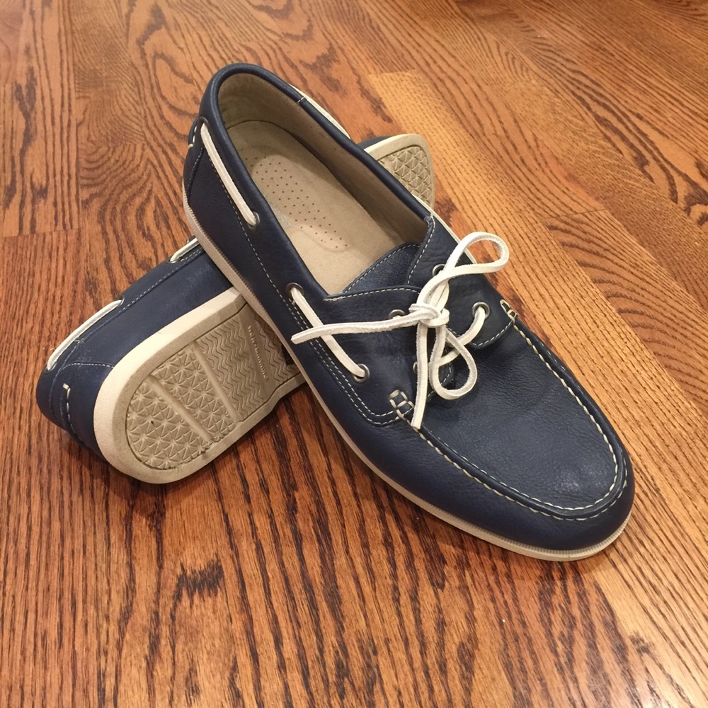 Rockport Blue Leather Boat Dock Shoes